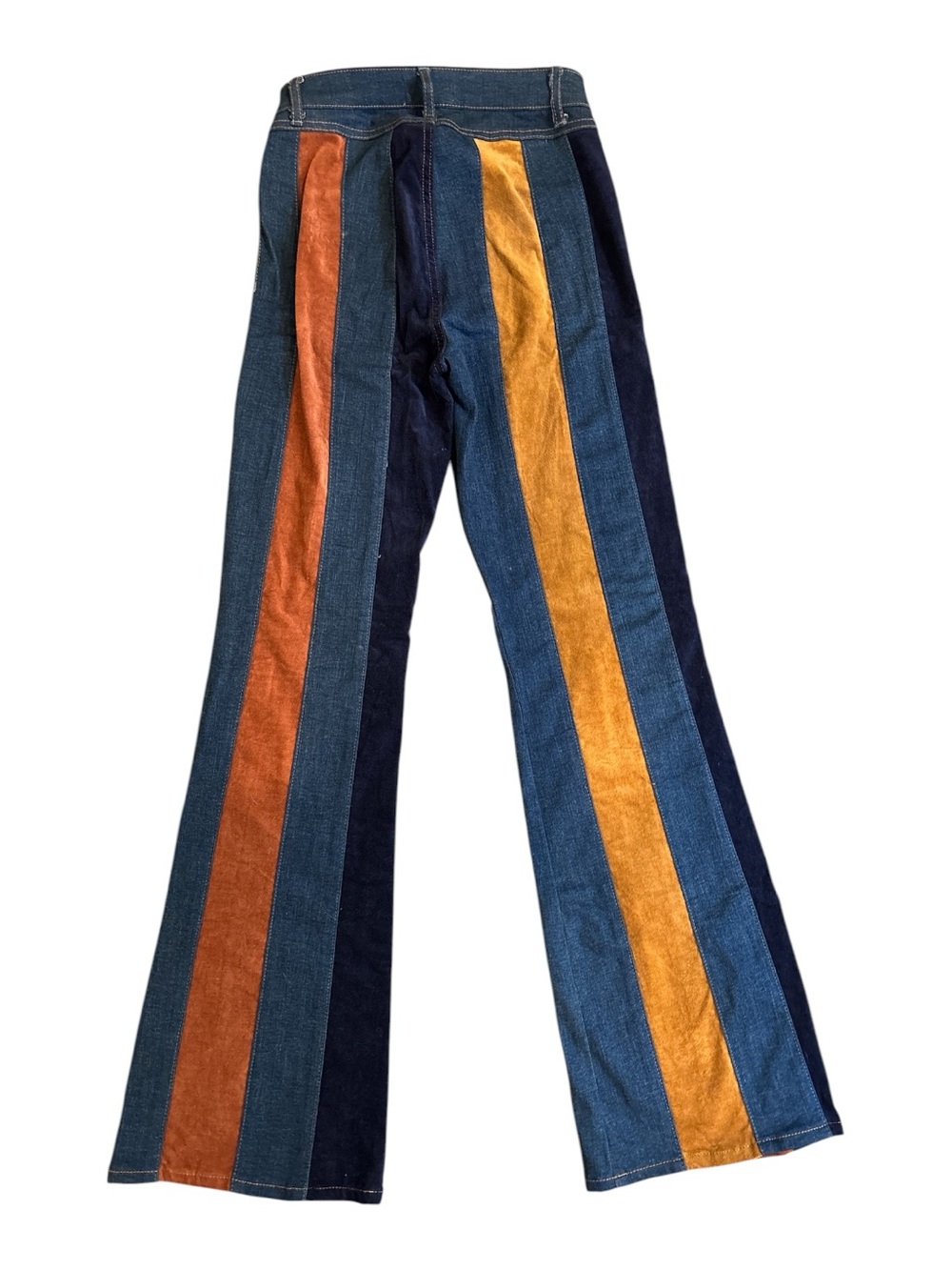 Altar'd State Multicolor Vertical Stripe Suede-Like Flare Jeans - Picture 2 of 5